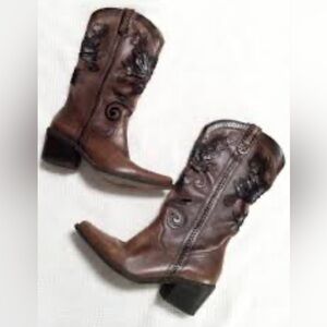 👢CARLOS BY CARLOS SANTANA Women's Brown Embroidered Western MidCalf Boots Size 8